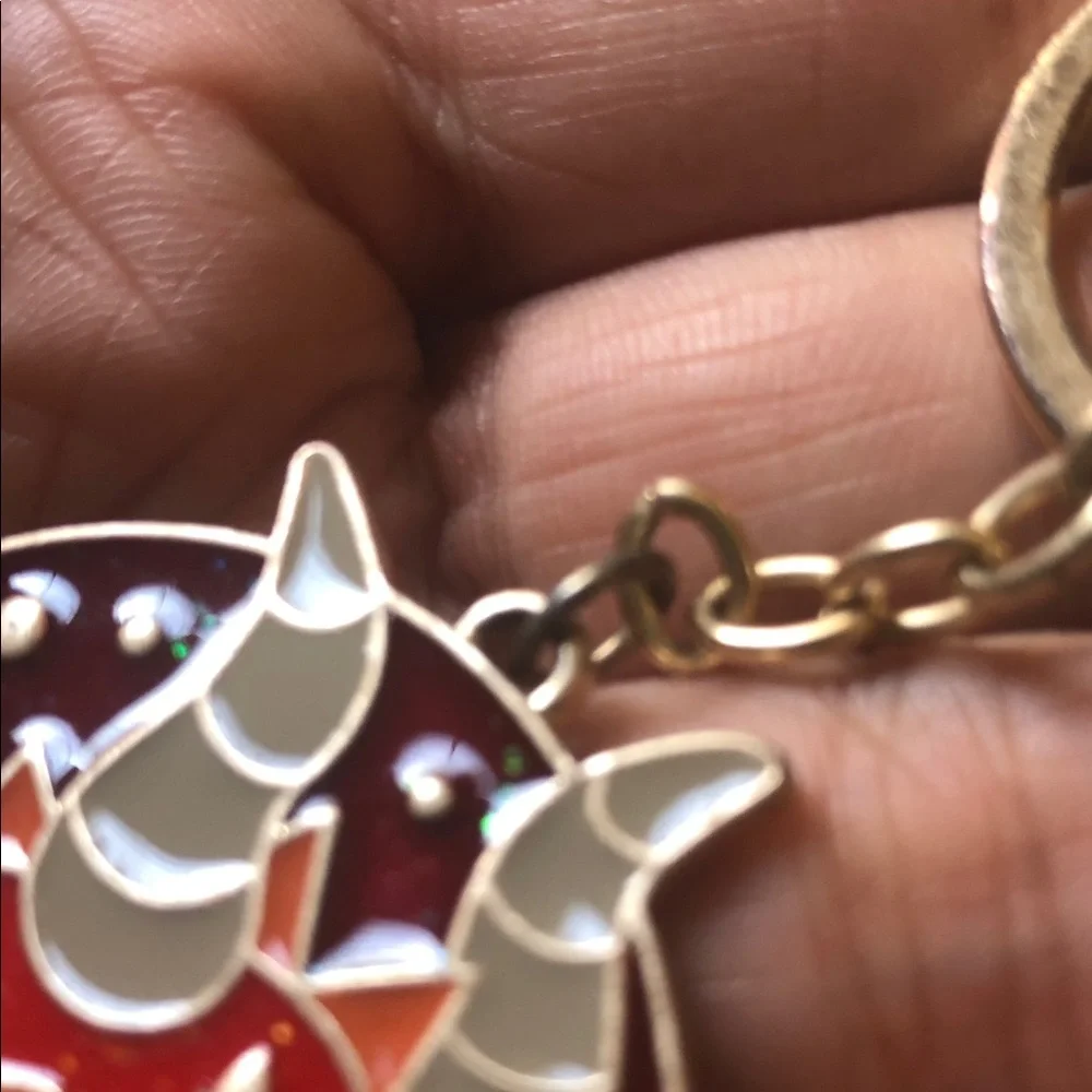 Gold-Tone Red & Orange Dragon Key & Card Holder Charm